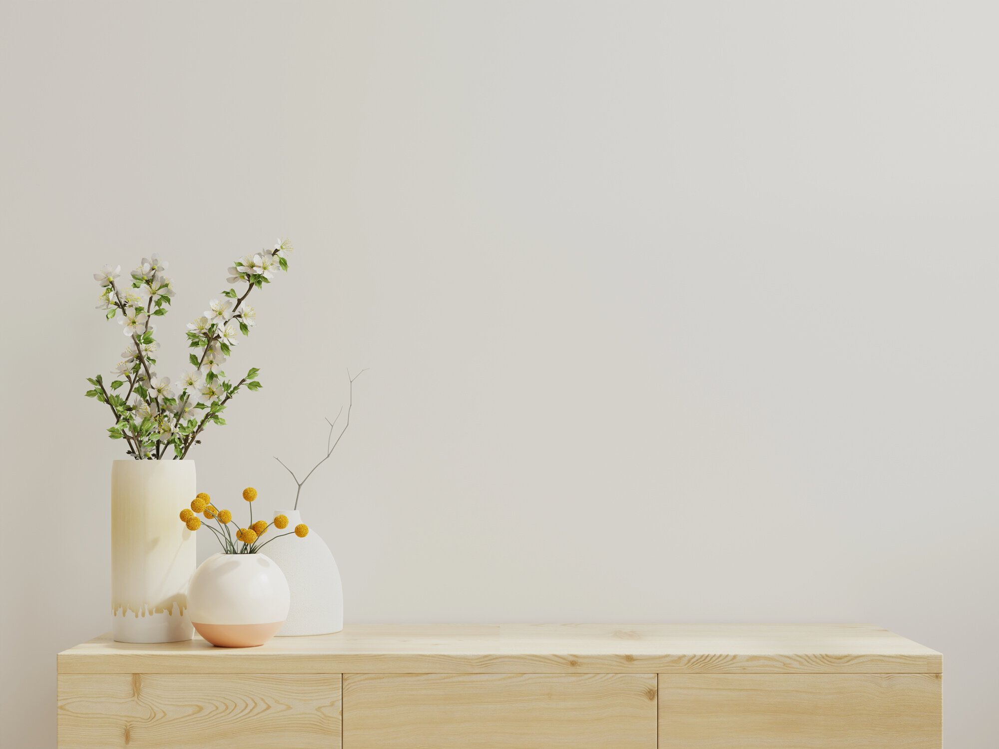 Vases on Top of Cabinet 